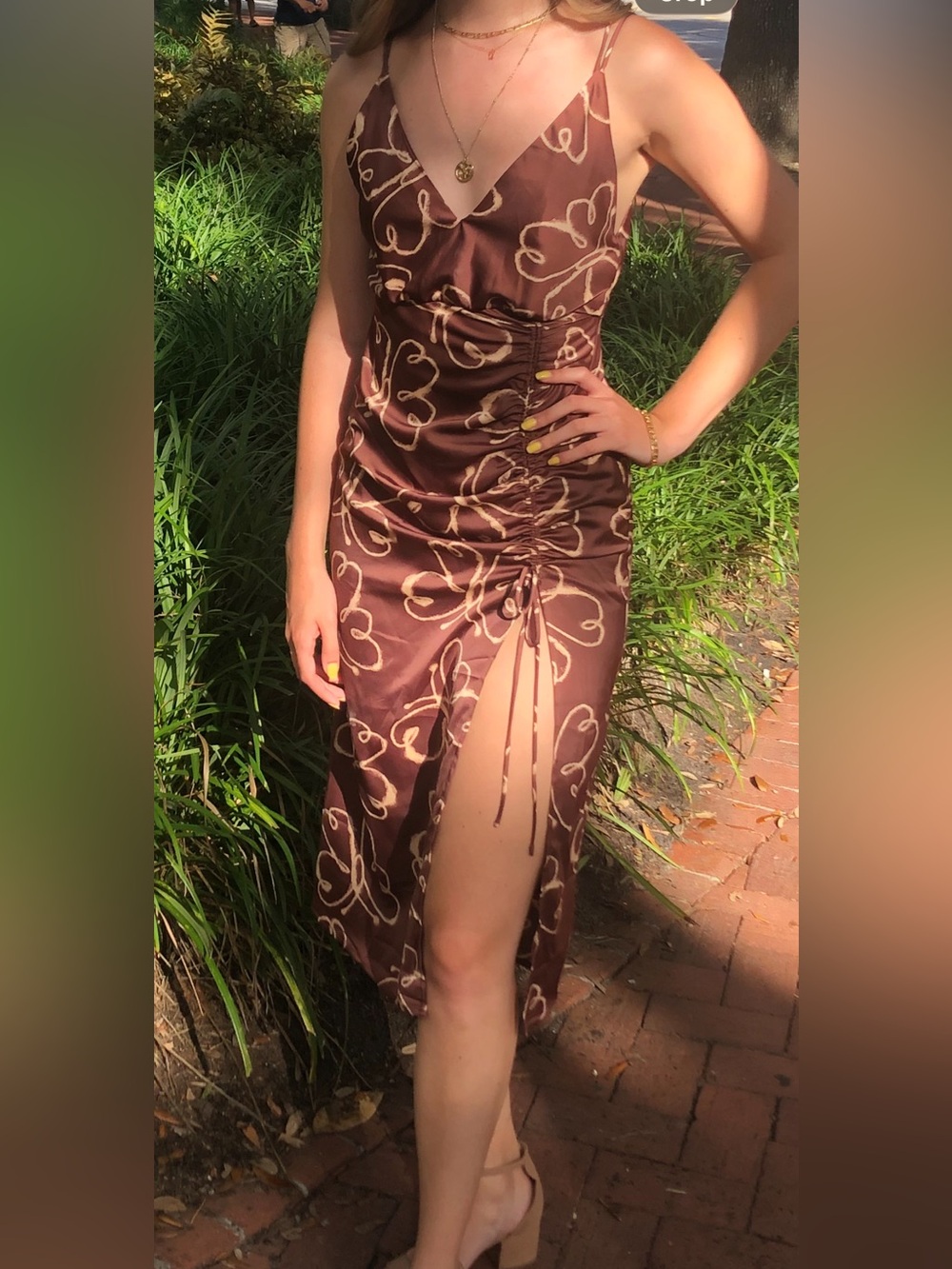 Urban Outfitters Brown Butterfly Midi Dress